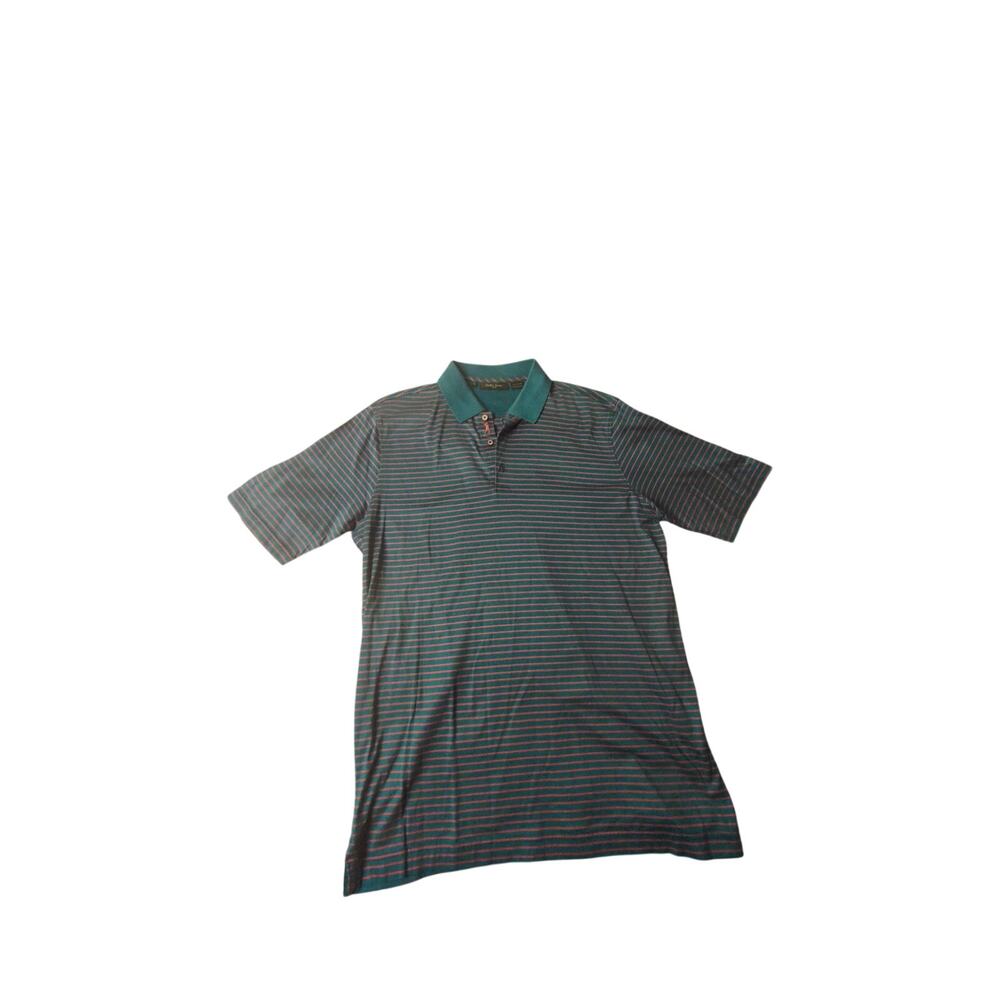 Bobby Jones Men's Golf Polo Shirt Teal Micro Stripe Short Sleeve 100% Cotton